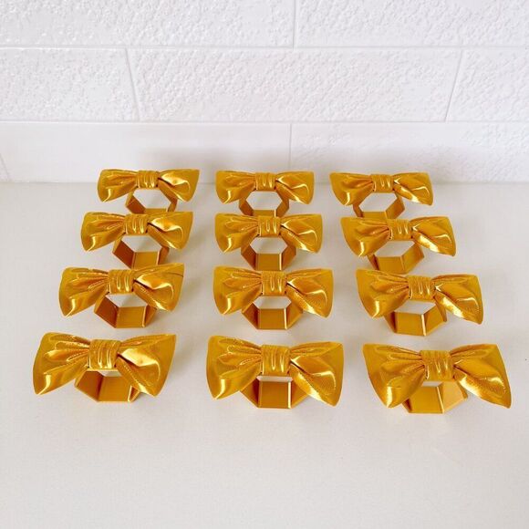 Stylish Bow Napkin Rings – Bright Gold - Handmade - Wedding Party Event Planner - Picture 12 of 14